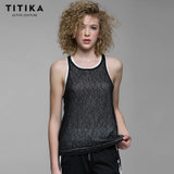 TITIKA瑜伽服夏季运动跑步假两件瑜伽服上衣背心透气排汗速干上衣63540(黑色 XS)