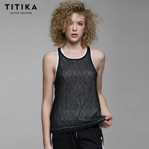 TITIKA瑜伽服夏季运动跑步假两件瑜伽服上衣背心透气排汗速干上衣63540(黑色 XL)