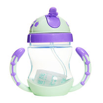 运智贝宝宝水杯儿童吸管杯带手柄幼儿喝水饮水杯240ml婴儿学饮杯(紫色)