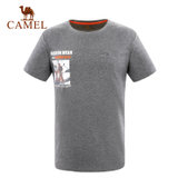 Camel/骆驼户外休闲衣 男士春夏宽松圆领运动短袖棉T恤 A7S222122(灰色 M)
