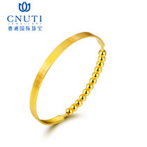 CNUTI粤通国际珠宝 黄金手镯 条边光珠时尚手镯约19.72g