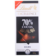 瑞士原装进口零食 瑞士莲(Lindt) 特醇排装 黑巧克力 70%可可 100g