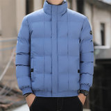 潮牌男士羽绒服2021年冬季新款韩版棉衣加厚潮流保暖短款外套(蓝色 L)
