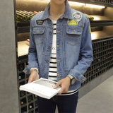 复古青少年秋季韩版男士牛仔夹克潮男装褂子外套2016新款牛仔衣服      8787(蓝色 XL)