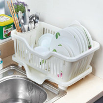 厨房塑料加厚碗碟滴水架 纯色餐具沥水收纳架 沥水碗架(白色)