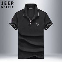 JEEP SPIRIT吉普男装短袖POLO衫莫代尔棉舒适半袖体恤户外商务免烫休闲打底衫(XH2558黑色 XL)