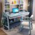 实木书桌书架组合一体简约笔记本电脑桌家用学生写字桌儿童学习桌(2002#书桌0.8米蓝白色+扶手椅)