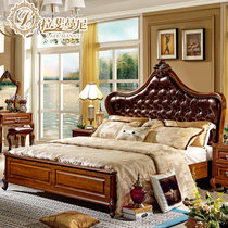 拉斐曼尼 全实木床美式床1.8米高箱储物床 欧式双人床深色软靠公主卧室婚床NA002(B床尾 1.8m*2.0m)
