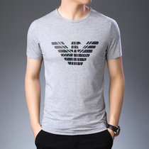 LIDEN AMANI 阿玛尼短袖T恤衫棉质中青年商务休闲时尚上衣体恤(灰色 180/XXL)
