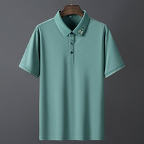 POLO衫男士短袖T恤夏季高端商务休闲短袖衫中老年透气轻薄上衣(绿色 54)