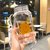 高硼硅玻璃杯耐热防爆便携柠檬杯泡花茶杯子单层商务男女水杯学生(黄熊450ml+背带)