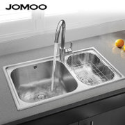 JOMOO九牧水槽双槽进口304不锈钢厨房水槽套餐洗菜盆02094套餐(06108配33080-205)