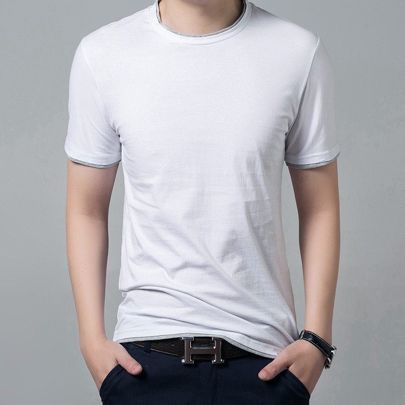 卓狼男装2016新款夏季男士短袖t恤圆领修身半袖纯男装打底衫潮zlt1502