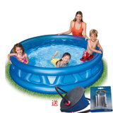 美国INTEX58431充气家庭游泳池 软壁软垫水池/浴池 充气水池充气泳池(标配+脚泵+修补套装)