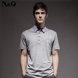 诺奇男装 夏季新款 男式莱赛尔天丝商务休闲短袖T恤 衬衫领C8011(浅灰色 58)