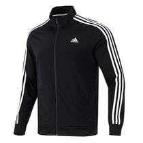 Adidas阿迪达斯外套男装2021秋季新款运动服立领上衣梭织男士夹克H46099(黑色/白 XXL)
