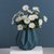 北欧陶瓷折纸花瓶莫兰迪花器仿真花艺玫瑰套装客厅玄关装饰摆件(墨蓝花瓶+白色雏菊)