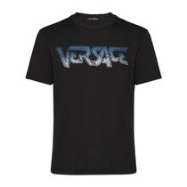 Versace男士黑色刺绣徽标T恤 A84157-A228806-A008M码黑色 时尚百搭