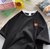 SUNTEK华夫格短袖女夏设计感小众宽松2021年t恤ins潮假两件半袖情侣上衣(M 黑色)