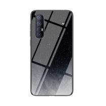 OPPOReno3手机壳新款reno3pro星空彩绘玻璃壳reno3防摔软边RENO3PRO保护套(星空月牙 Reno3pro)