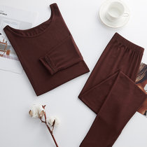 莫代尔秋衣秋裤女士套装2021薄款修身无痕保暖内衣(咖啡色 XL)