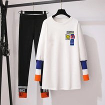 SUNTEK2022早春新款秋冬季长袖t恤女中长款内搭打底衫ins超火白色上衣服(XL 126-140斤 笑脸贴标【加绒款】)