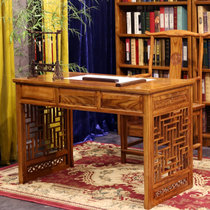 实木办公桌椅 电脑桌 中式榆木写字台 书桌(1米2办公桌+圈椅)