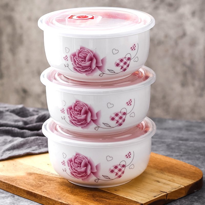 可微波炉加热专用碗陶瓷碗带盖上班族饭盒便当碗冰箱带饭盒保鲜盒6