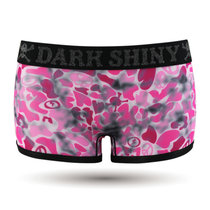 DarkShiny 透气超细纤维 时尚暗黑迷彩 女式平角内裤 「LBLK10+LBLK11」(粉红色 L)