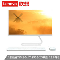 联想（Lenovo）AIO 520C 23.8英寸商务办公 家用致美一体机台式电脑 9代六核i5-9400T 2G独显(白色 8G内存/256G固态+1T机械)