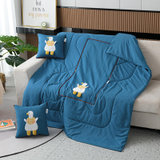 抱枕被两用加厚午睡枕头被车载靠枕被四季通用二合一办公室折叠毯(蓝色)