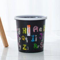 禧天龙  塑料收纳桶家用时尚创意压圈纸篓厨房厕所卫生间无盖垃圾桶7.5L(彩色字母)