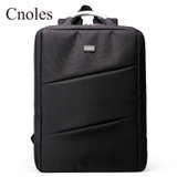 Cnoles蔻一新款时尚潮流双肩包男士休闲帆布旅行背包电脑包学生包(黑色)