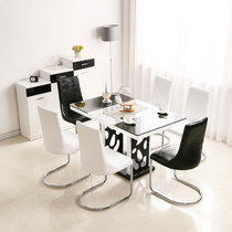 初林 餐桌椅组合 餐桌餐椅套装 钢化玻璃餐桌A40(A40+C*6)
