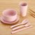 小麦秸秆燕麦早餐碗带勺子家用小碗单个塑料碗儿童汤饭碗餐具套装(小麦碗-粉色6件套)