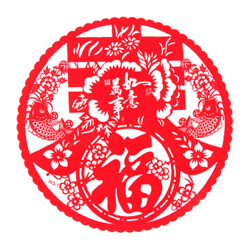 新年剪纸喜庆雕花无胶静电贴玻璃窗贴20片装单色单色万事如意