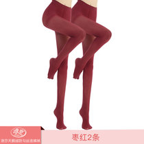 浪莎丝袜女春秋款中厚天鹅绒连裤袜薄款防勾丝黑肉色连体打底袜夏(GM/98353/枣红2 均码)