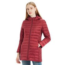 冬季新款大码轻薄羽绒服女中长款连帽装修身上衣外套时尚羽绒服8509(红色 XL)
