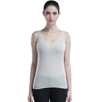 夏季透视吊带背心超薄打底衫女士无袖性感冰丝内搭透明修身上衣(裸色