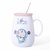 哆啦A梦卡通造型情侣带盖带勺子陶瓷马克杯粉色糖果款