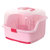 婴儿奶瓶收纳箱 大码放宝宝餐具储存盒 干燥沥水晾干架带盖防尘 翻盖奶瓶架(粉红色)