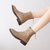 SUNTEK瘦瘦靴短靴女2021年新款方头靴子女春秋季鞋子中跟气质短筒加绒冬(35 奶茶色绒里)