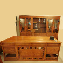 红木家具2.2米书桌实木办公桌三组合书柜缅甸花梨木大果紫檀(其他 组合书柜+办公桌+椅子)
