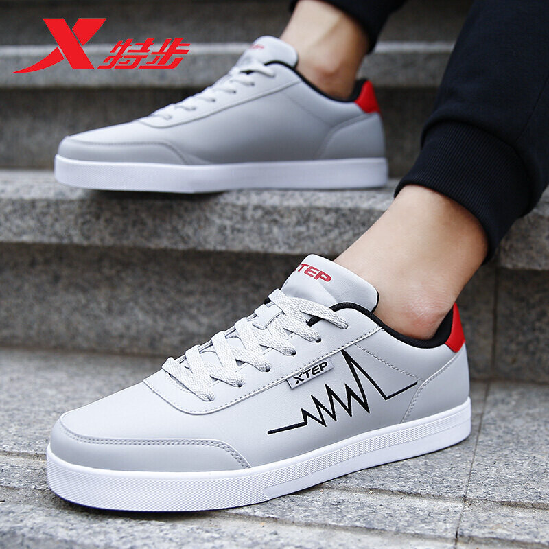 特步板鞋男鞋小白鞋2021新款潮鞋子冬季休闲鞋子秋冬运动鞋官网旗舰灰