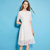 法式蕾丝白色连衣裙女收腰显瘦2021春夏新款赫本风一字领气质(白色 M)