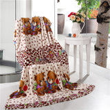 赫维家纺 毯子卡通儿童动漫法兰绒毯毛毯被盖毯夏用薄毯(咖啡小熊 150*200cm)