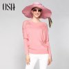 OSA2013春装新款韩版女装镂空蕾丝蝙蝠袖V领套头针织衫(粉色 L)