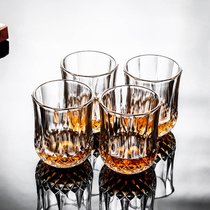 威士忌杯子6只套装洋酒杯玻璃酒杯 酒吧啤酒杯水杯茶杯加厚耐热(钻石杯180毫升4只装)