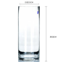 现代简约落地直筒透明玻璃花瓶 富贵竹水培 婚庆路引水晶花瓶包邮(口径15cm*高50cm透明)