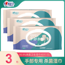 心相印卫生湿巾手部专用清洁杀菌湿纸巾卫生系列40片装(3包)